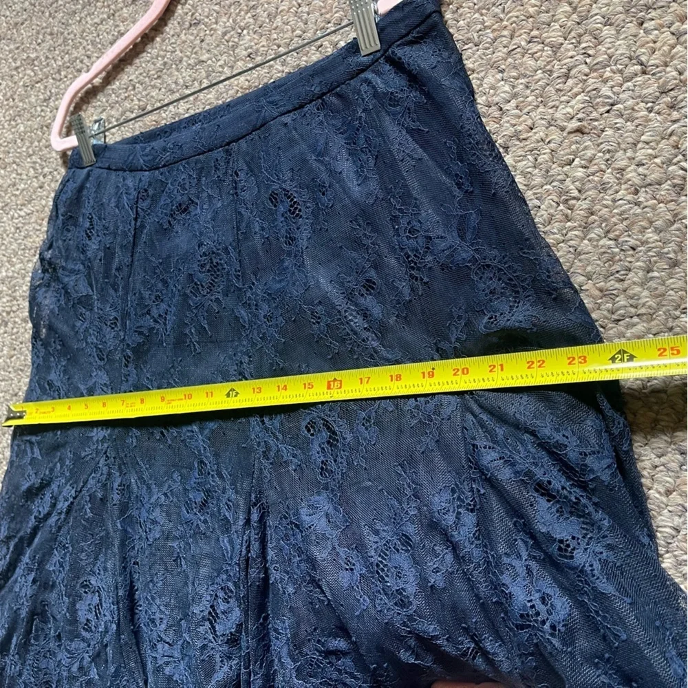 NWT Anthropologie Navy Blue Tulle Midi Skirt Flowy Flared Layered Mesh Size L